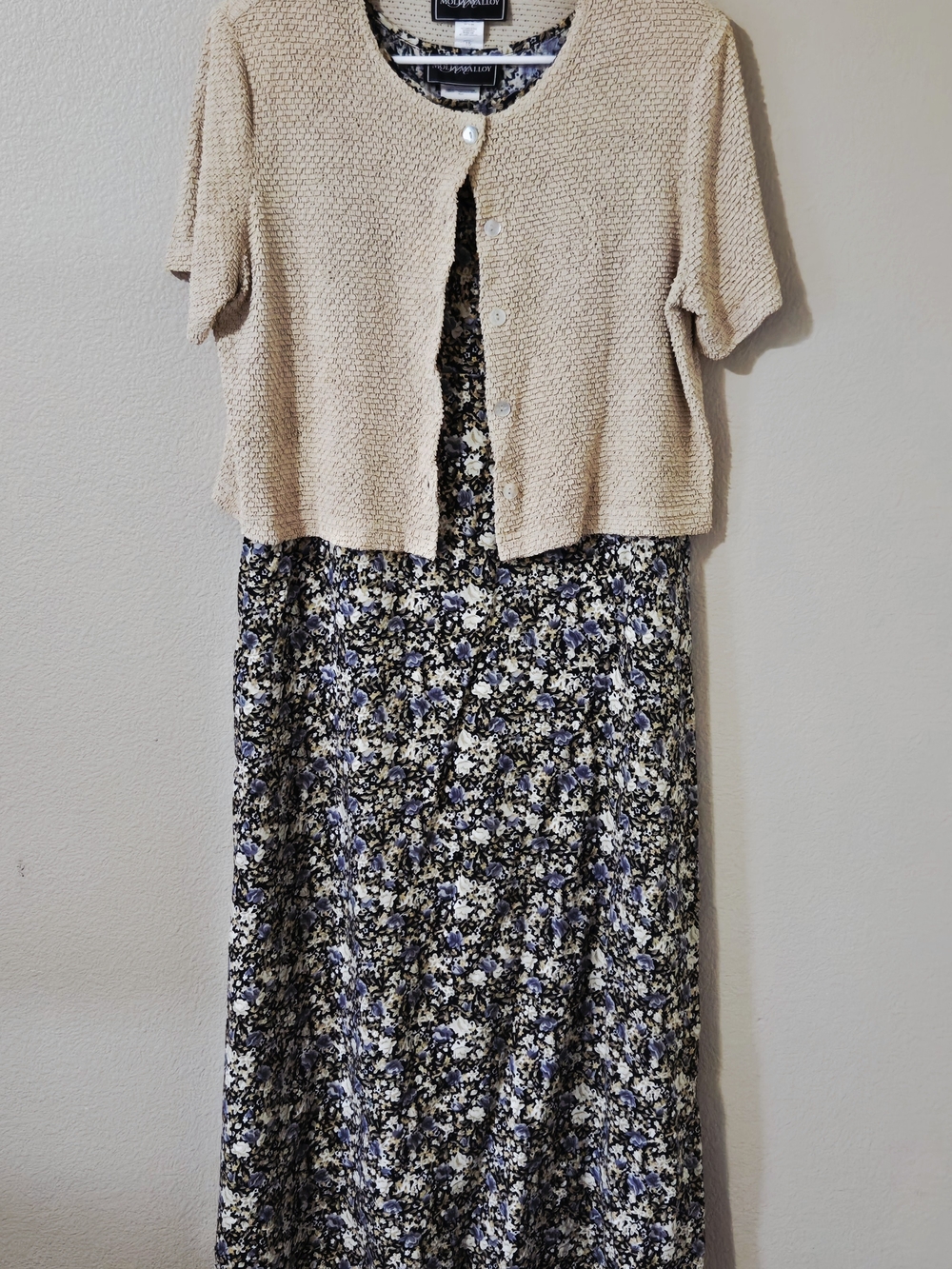 Molly Malloy Vintage 90s Floral Maxi Dress w/ Cardigan Plus Size 16 Cottagecore